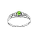 Genuine Peridot and Diamond Modern Engagement/Promise Ring in Gold (Yellow/Rose/White)