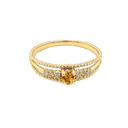 Genuine Citrine and Diamond Modern Engagement/Promise Ring in Gold (Yellow/Rose/White)