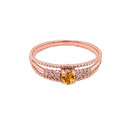 Genuine Citrine and Diamond Modern Engagement/Promise Ring in Gold (Yellow/Rose/White)