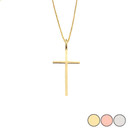 Simple Plain Cross Pendant Necklace (Small) in Gold (Yellow/Rose/White)