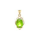 Genuine Peridot Oval-Shaped Clover Pendant Necklace in Gold (Yellow/Rose/White)