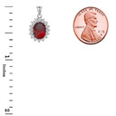 Genuine Garnet Fancy Pendant Necklace in Sterling Silver