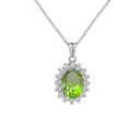 Genuine Birthstone Fancy Pendant Necklace in Sterling Silver