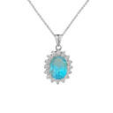 Genuine Birthstone Fancy Pendant Necklace in Sterling Silver