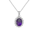 Genuine Birthstone Fancy Pendant Necklace in Sterling Silver
