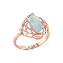 Simulated Opal Open Work Ring In Gold (Yellow/Rose/White)