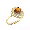 Yellow Gold Filigree Custom Heart Citrine Birthstone Ring