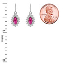 Genuine Ruby Marquise-Shaped Fancy Dangle Earrings in Gold (Yellow/Rose/White)