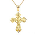 Diamond Celtic Trinity Knot Cross Pendant Necklace in Gold (Yellow/Rose/White)