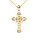 Diamond Celtic Trinity Cross Pendant Necklace in Gold (Yellow/Rose/White)