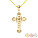 Diamond Celtic Trinity Cross Pendant Necklace in Gold (Yellow/Rose/White)