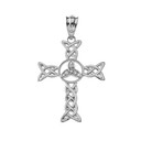 Diamond Trinity Celtic Open Cross Pendant Necklace in Gold (Yellow/Rose/White)