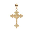 Yellow Gold Diamond Fleur-de-lis Fleury Cross Pendant