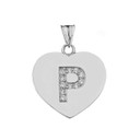 A-Z Heart Diamond Initial Pendant Necklace in Sterling Silver