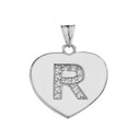 A-Z Heart Diamond Initial Pendant Necklace in Sterling Silver