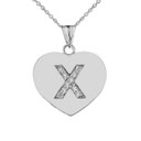 A-Z Heart Diamond Initial Pendant Necklace in Sterling Silver