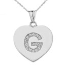 A-Z Heart Diamond Initial Pendant Necklace in Sterling Silver