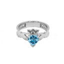 Sterling Silver Lab Created CZ Celtic Design Claddagh Proposal Ring