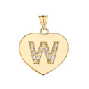 A-Z Heart Diamond Initial Pendant Necklace in Yellow Gold