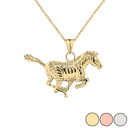 Zebra Pendant Necklace in Gold (Yellow/Rose/White)