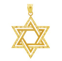 Gold Jewish Charms and Pendants - Star Satin Cross of David