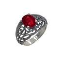 Personalized (LC) Birthstone Filigree Ring in Oxidized Sterling Silver