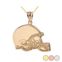 Gold Football Helmet Pendant Necklace (Yellow/Rose/White)