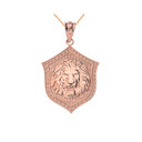 Lion Shield Pendant Necklace in Gold (Yellow/Rose/White)