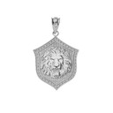Sterling Silver Lion Shield Pendant Necklace