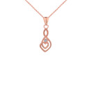 Dainty Diamond Infinity Double Heart Pendant Necklace in Gold (Yellow/Rose/White)