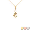 Dainty Diamond Infinity Double Heart Pendant Necklace in Gold (Yellow/Rose/White)