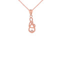 Dainty Diamond Infinity Interlaced Heart Pendant Necklace in Gold (Yellow/Rose/White)