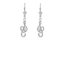 Dainty Diamond Treble Clef Heart Music Note Earrings in Sterling Silver