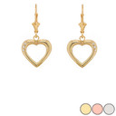 3-Stone Diamond Open Heart Leverback Earrings (Available in Yellow/Rose/White Gold)