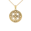 Celtic Knot Cross Shield Pendant Necklace in Gold (Yellow/Rose/White) (Large)