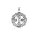 Celtic Knot Cross Shield Pendant Necklace in Sterling Silver (Large)