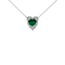 Halo Diamond Heart-Shaped Personalized (LC) Birthstone and Necklace in Sterling Silver