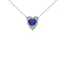 Halo Diamond Heart-Shaped Personalized (LC) Birthstone and Necklace in Sterling Silver