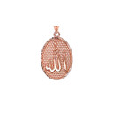 Sparkle-Cut Allah Oval Pendant Necklace in Gold (Yellow/Rose/White)