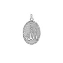 Sparkle-Cut Allah Oval Pendant Necklace in Sterling Silver