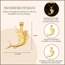 Gold Swordfish Pendant Necklace (Available in Yellow/Rose/White Gold)