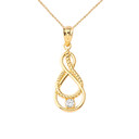 Dainty Diamond Double Infinity Knot Pendant Necklace in Gold (Yellow/Rose/White) (Large)