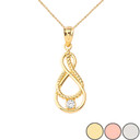 Dainty Diamond Double Infinity Knot Pendant Necklace in Gold (Yellow/Rose/White) (Large)