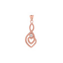 Dainty Diamond Infinity Double Heart Pendant Necklace in Gold (Yellow/Rose/White) (Large)