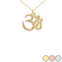 Om/Ohm/Aum Meditation Yoga Charm Pendant Necklace in Gold (Yellow/Rose/White) (Small)