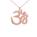 Om/Ohm/Aum Meditation Yoga Charm Pendant Necklace in Gold (Yellow/Rose/White) (Large)