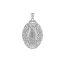 Diamond Filigree Our Lady of Guadalupe Pendant Necklace in Sterling Silver