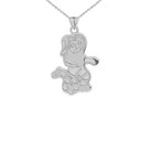 White Gold Girl Soccer Player Fútbol Sports Pendant Necklace