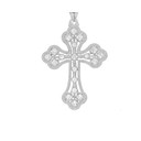 Milgrain Designer Cross Pendant Necklace in Sterling Silver