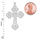 Milgrain Designer Cross Pendant Necklace in Sterling Silver